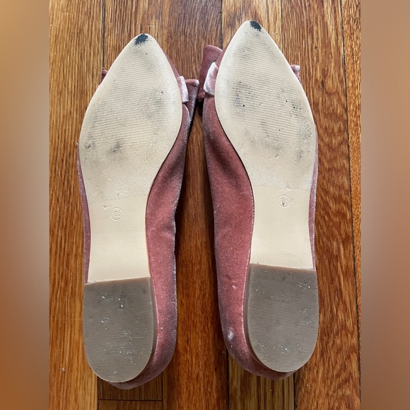 LOFT Pink Velvet Flats with Bow - Picture 7 of 7